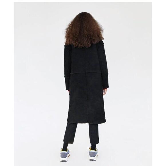 Zara Black REVERSIBLE LONG COAT SUEDE Size XS EUC - Picture 6 of 16